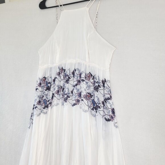 Free People Babydoll Maxi Dress SIZE S Cream Combo Floral Slip Maxi Dress Sheer - Picture 7 of 16